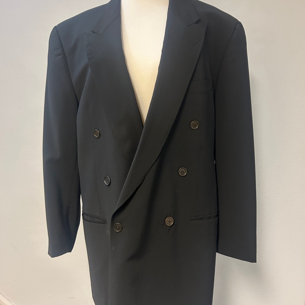 Neiman Marcus Charcoal Double-Breasted Blazer